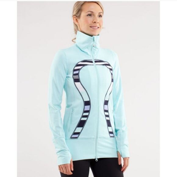 Lululemon InStride Zip Up Jacket Aquamarine Stripe 2 in Stride Aqua - Picture 3 of 7